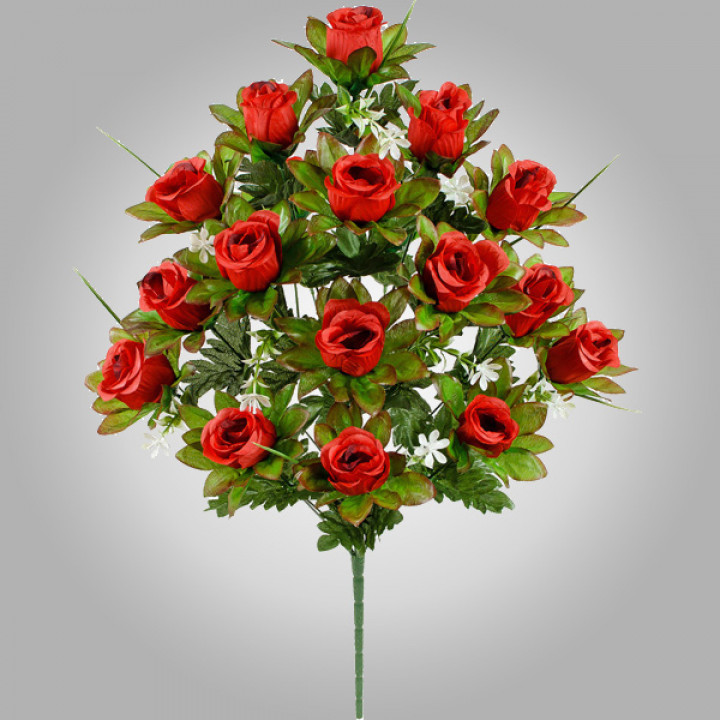 Букети бутонів троянд з густим листям, 74см